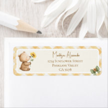 Endereço de Devolução Urso Marrom Girassol Boho