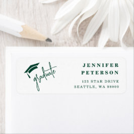 Etiqueta Endereço de devolução verde do Boné de formatura f