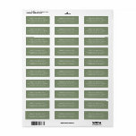 Etiqueta Endereço de Devolução Verde do Salão Clássico Eleg<br><div class="desc">Etiquetas de endereço de retorno clássico. Sifre branco e sans serif fonts em um fundo verde sage. Mantenha a aba esquerda frontal ou traseira dos envelopes e pequenas embalagens.</div>
