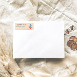 Etiqueta Endereço de Doddle da Árvore de Natal Azul Desenha