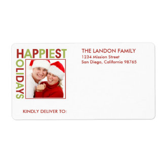 Etiqueta Endereço de envio de fotos da família Happiest Hol