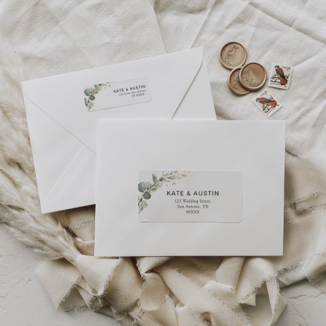 Etiqueta endereço de eucalipto de aquarela (Criador carregado)