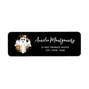 Etiqueta Endereço de Exibição de Hippie Retro do Fantasma F