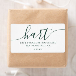 Etiqueta Endereço de Família em Script Verde Escuro Elegant