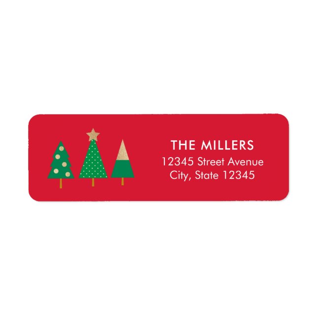 Etiqueta Endereço de Feriado de Árvores Cheias EDITABLE COL (Frente)