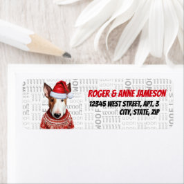 Etiqueta Endereço de Feriado de Cão Terrier da Bull Natal