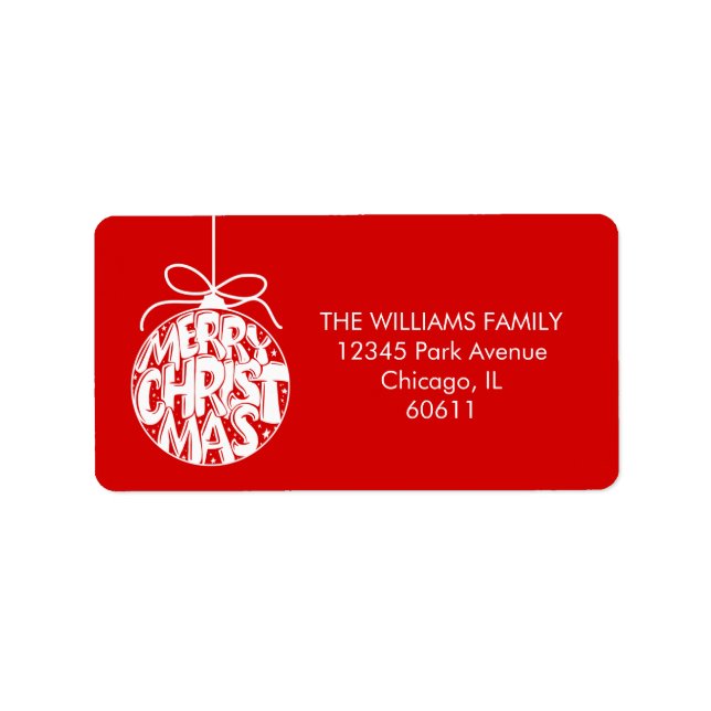 Etiqueta Endereço de Férias de Natal Red Merry (Frente)