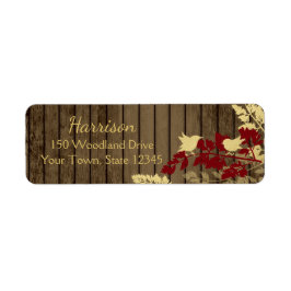 Etiqueta Endereço de Férias Rustic Woodland Birds