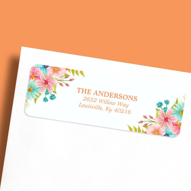 Etiqueta Endereço de Flores de Outono Rústicas em Aquarela (Criador carregado)