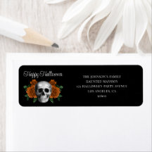 Endereço de Halloween de Crânio Floral Gótico Eleg