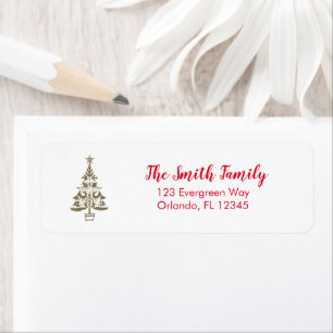 Etiqueta Endereço de Ilustração Sueca da Árvore de Natal