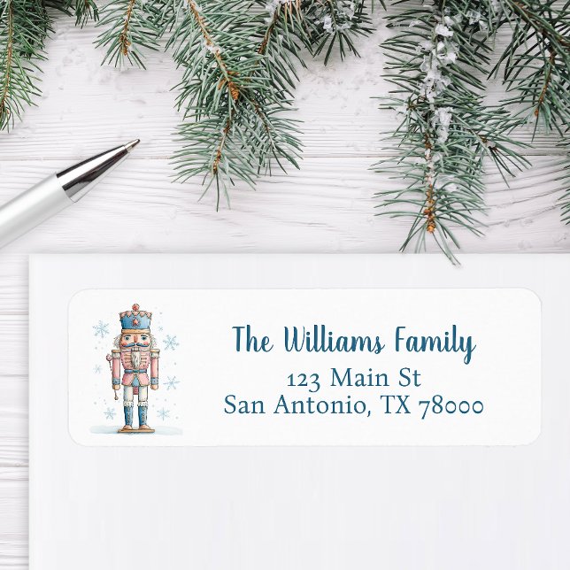 Etiqueta Endereço de Natal do Quebra-Nozes (Christmas Nutcracker Return Address Sticker)