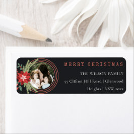 Etiqueta Endereço de Poinsettia Fotográfica no Círculo de N