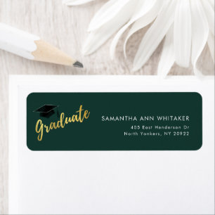 Etiqueta Endereço de Regresso Minimalista Verde para Gradua