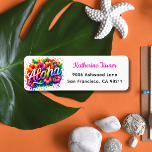 Etiqueta Endereço de Retorno Aloha Tropical Luau