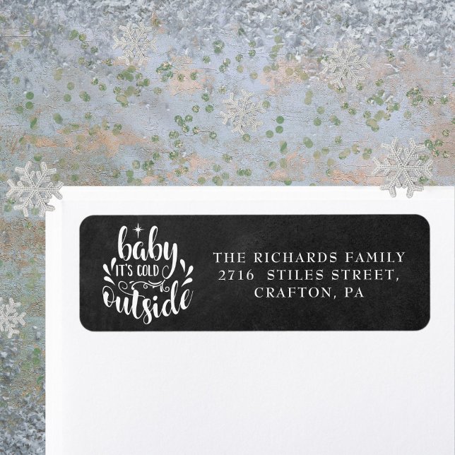 Etiqueta Endereço de Retorno Boho de Natal em Quadro Negro (Christmas Boho Chalkboard Return Address Label)