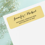 Etiqueta Endereço de Retorno Casamento Faux Dourado Letra E<br><div class="desc">Crie seu próprio rótulo de endereço de retorno personalizado, elegante e moderno em preto e amarelo dourado. Basta inserir os nomes da noiva e do noivo / esposa e marido, e endereço. Rótulos de endereço de retorno elegantes para uso em casamento, aniversário de casamento, aniversário, chá de noiva, chá de...</div>
