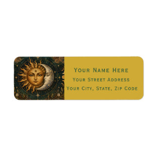 Etiqueta Endereço de Retorno Celestial Sol e Lua Personaliz