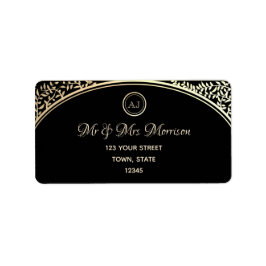 Etiqueta Endereço de Retorno Chic Preto e Dourado