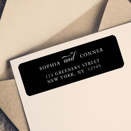 Etiqueta Endereço de retorno da caligrafia elegante preto