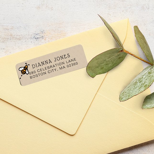 Etiqueta Endereço de Retorno de Abelha Moderna (Modern Honey Bee Return Address Label)