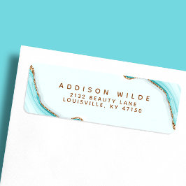 Etiqueta Endereço de Retorno de Aglomerado Azul de Glitter 