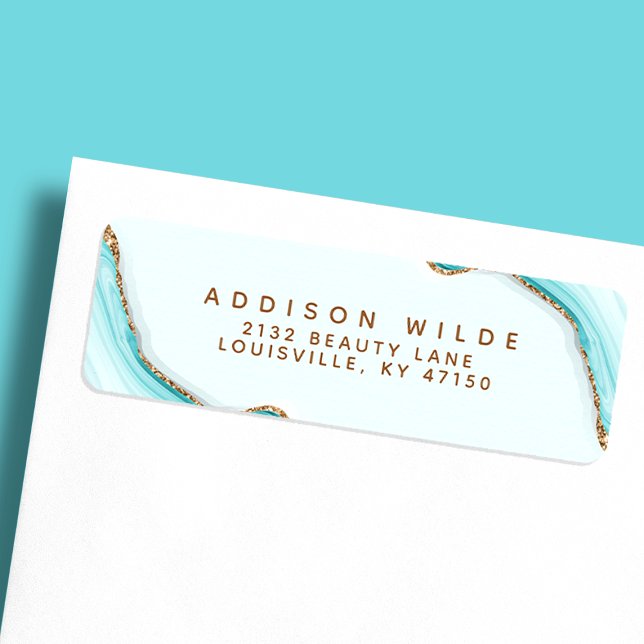 Etiqueta Endereço de Retorno de Aglomerado Azul de Glitter  (Criador carregado)