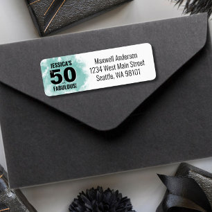 Etiqueta Endereço de Retorno de Aniversário de 50 Anos Mode