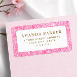 Etiqueta Endereço de retorno de brilho inverso rosa<br><div class="desc">Devolver etiquetas de endereço com uma borda brilhante rosa impressa</div>