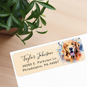 Etiqueta Endereço de Retorno de Cachorro Retriever Dourado