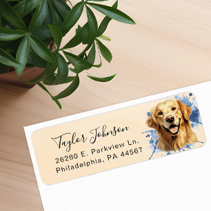 Etiqueta Endereço de Retorno de Cachorro Retriever Dourado