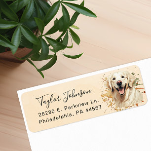 Etiqueta Endereço de Retorno de Cachorro Retriever Dourado