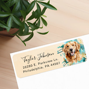 Etiqueta Endereço de Retorno de Cachorro Retriever Dourado