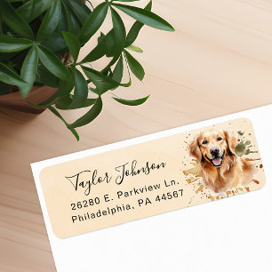 Etiqueta Endereço de Retorno de Cachorro Retriever Dourado