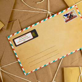 Etiqueta endereço de retorno de cacto de vaqueiro verde-oli