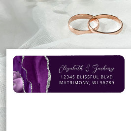 Etiqueta Endereço de Retorno de Casamento Ágata Roxo Ameixa