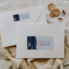 Etiqueta Endereço de Retorno de Casamento Azul Pálido Navy 