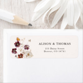 Etiqueta Endereço de Retorno de Casamento Boho Florais de O