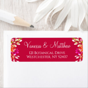 Etiqueta Endereço de Retorno de Casamento Botânico Rosa e L