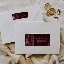 Etiqueta Endereço de Retorno de Casamento Burgundy Chic Dou