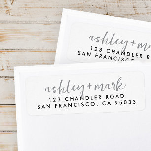 Etiqueta Endereço de Retorno de Casamento Chic Elegante de 