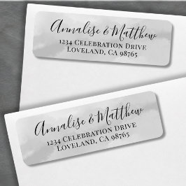 Etiqueta Endereço de Retorno de Casamento Cinza Simples e E