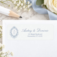 Endereço de Retorno de Casamento com Monograma Flo