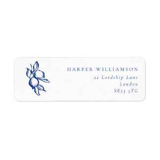 Etiqueta Endereço de Retorno de Casamento Doodle Blue Lemon