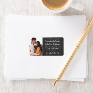 Etiqueta Endereço de Retorno de Casamento em Quadro Negro R