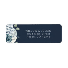 Etiqueta Endereço de Retorno de Casamento Floral Azul Moder
