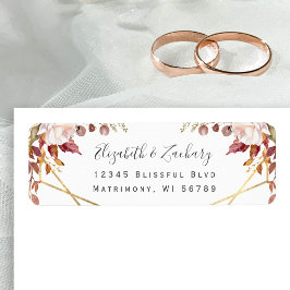 Etiqueta Endereço de Retorno de Casamento Floral de Outono 
