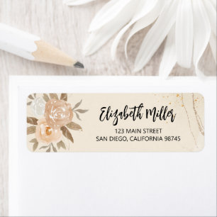 Etiqueta Endereço de Retorno de Casamento Floral Elegante d