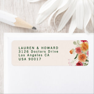 Etiqueta Endereço de Retorno de Casamento Floral Romântico