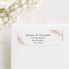 Etiqueta Endereço de Retorno de Casamento Floral Rosa Mínim